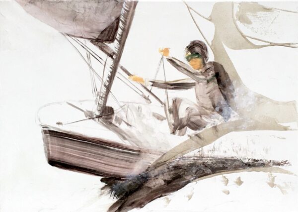 Dériveur Laser 4.7 partant au surf