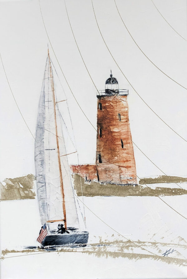 VENDU - Bateau doublant le phare de Whaleback Ledge
